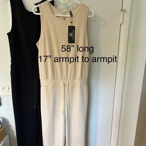 Cream and black French terry Sleeveless Jumpsuits